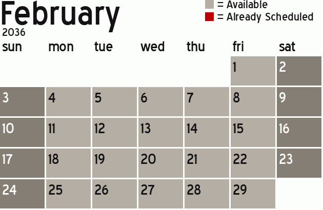 Missionary Dinner Calendar