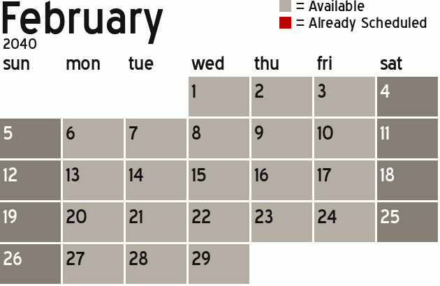Missionary Dinner Calendar