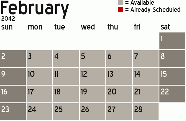 Missionary Dinner Calendar