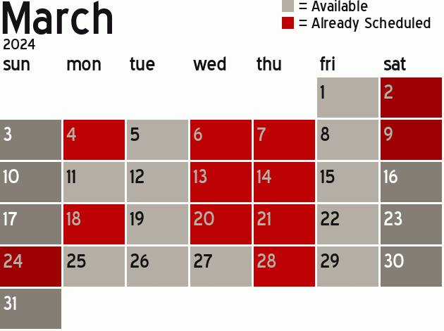 Missionary Dinner Calendar