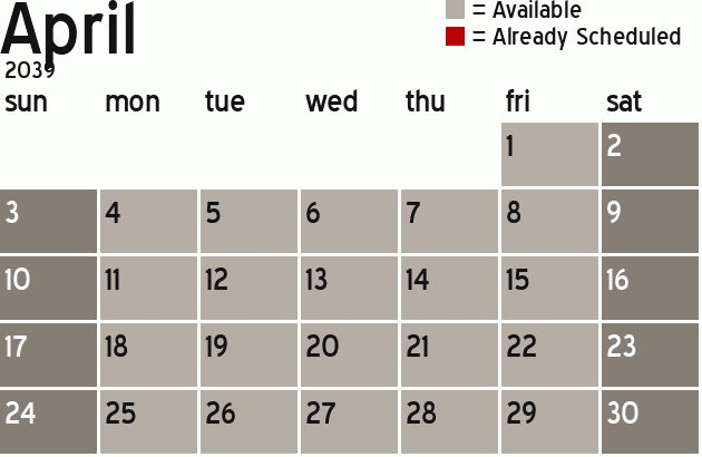 Missionary Dinner Calendar